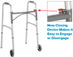 Folding Walker, 2 Button with  Wheels
